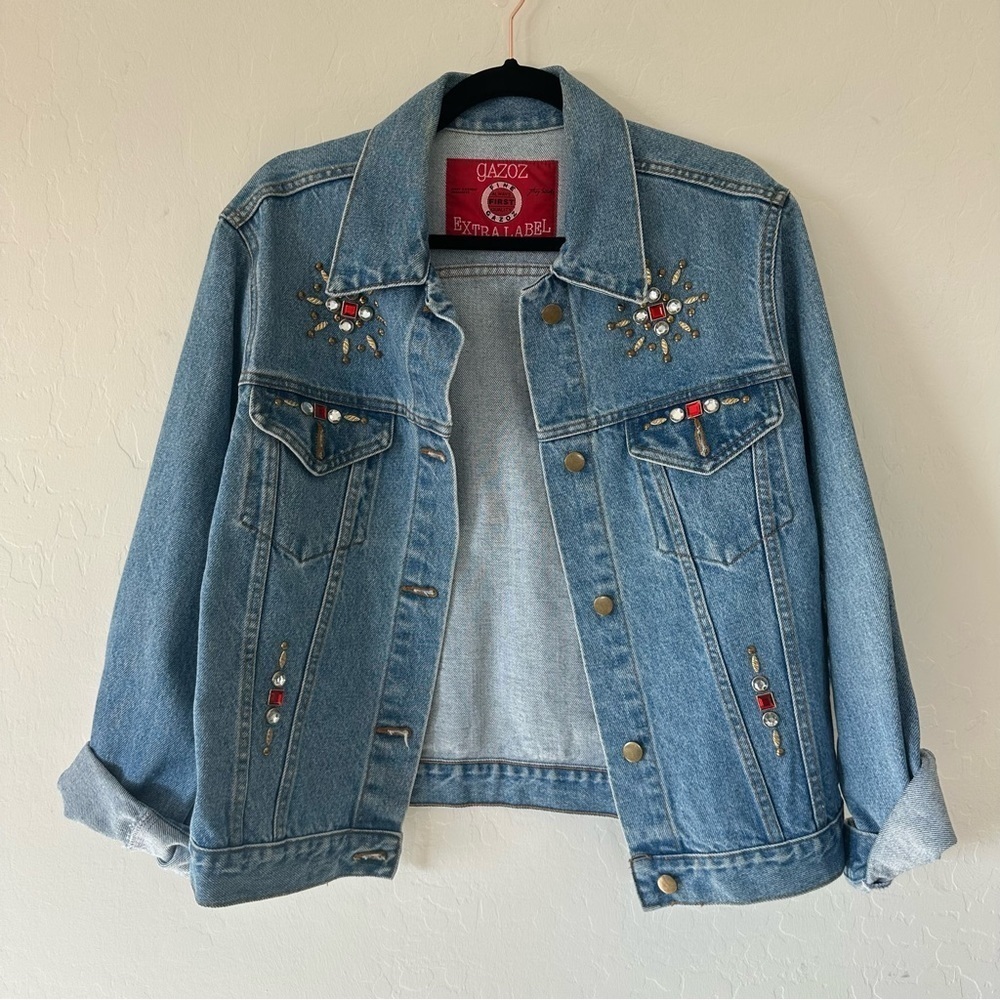 Y2K Jewel Embellished Vintage Style Jean Jacket - Picture 2 of 4